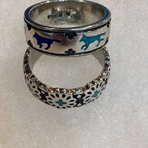 Pair of turquoise rings size 7